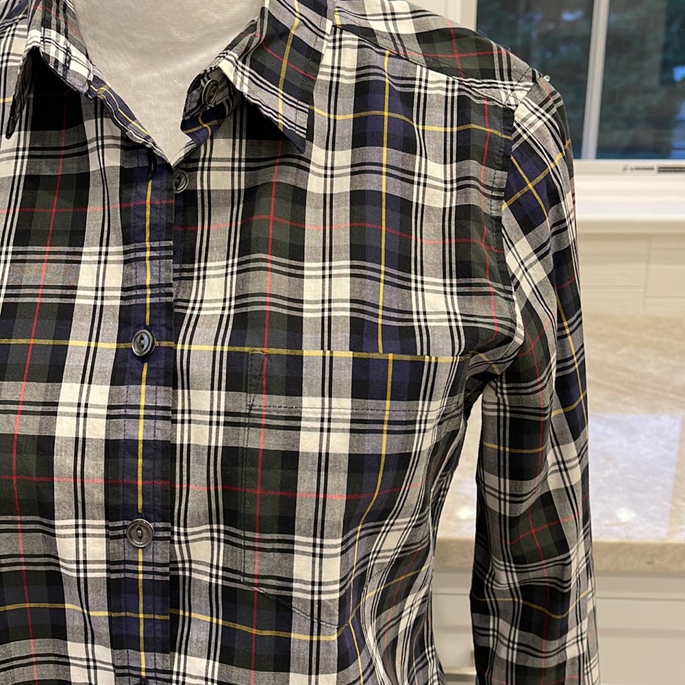 J. Crew Perfect navy tartan plaid shirt - Picture 3 of 12